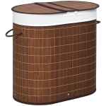HOMCOM Coș de rufe Wäschesammler, capacitate de 100L, capac detașabil, 38 cm x 38 cm x 57 cm, Maro