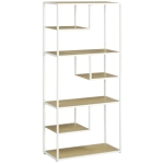 HOMCOM Bibliotecă raft de depozitare cu 7 niveluri cadru din oțel stil industrial 83 x 34 x 180 cm stejar
