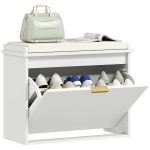 HOMCOM Banc pentru pantofi cu pernă șezut căptușit și sertar rabatabil pentru hol, cameră, 62 x 26 x 47,5 cm, alb