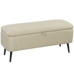 HOMCOM Bancă de Depozitare cu Capac Rabatabil și Picioare din Oțel pentru Dormitor Sufragerie Intrare 101x38,5x44,5 cm Bej