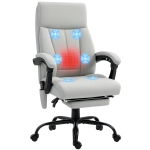 Vinsetto Fotoliu de birou cu funcție de masaj și încălzire, suport pentru picioare, până la 120 kg, Gri