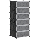 HOMCOM Mobilier de depozitare pentru pantofi modular 6 cuburi dreptunghiulare empilabile - negru