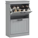 HOMCOM Mobilier pentru depozitare a pantofilor, 2 uși rabatabile, rafturi reglabile, pentru intrare, coridor, 54 x 24 x 82,5 cm, gri
