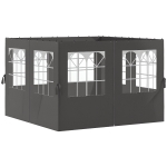 Outsunny Panouri laterale pentru pergolă, 4 panouri laterale pentru pavilion de grădină, cu fermoare, 3 x 4 m pergolă, Gri închis