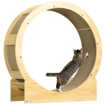 PawHut Roata de Alergare pentru Pisici de Interior Banda de alergare cu frână perne de zgâriere diametru 91 cm natural