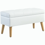 HOMCOM Bancă Tapizată cu Spațiu de Depozitare, Înveliș din Catifea, Picioare din Lemn, pentru Living, Dormitor, Hol, 80 x 35 x 40 cm, Alb