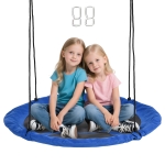 Outsunny Leagăn cu formă de cuib de pasăre rotundă Panier Ø 110 cm 4 inele incluse metal epoxidic Oxford de înaltă densitate Albastru