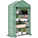 Outsunny Seră de Grădină Balcon cu Rafturi 4 Nivele 90L x 49l x 160H cm Oțel galvanizat folie Detasabila PE Densitate înaltă Verde