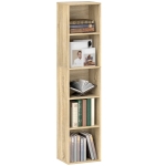 HOMCOM Bibliotecă etajeră de depozitare 5 niveluri cu rafturi reglabile pentru sufragerie, dormitor, birou, 30x24x133,5cm, natural