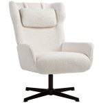 HOMCOM Accentstoel, Polsterfauteuil met fleece-bekleding, Draaivoet, Metalen frame, Crème