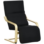 HOMCOM Fotoliu Relaxant Confort si Relaxare cu Cotier reglabil detasabil 94 x 66,5 x 100 cm Lemn Masiv Negru