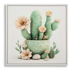 Mauro Ferretti Tablou Imprimat Pe Pânză Lacuită, Cu Ramă, Model ,,Borcan Cu Cactus", Varianta D, Dimensiuni 40 X 2,8 X 40 Cm