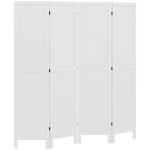 HOMCOM Paravan din lemn, separator de cameră, cloison interieur pliabil cu 4 panouri din lemn 160 x 170 cm alb
