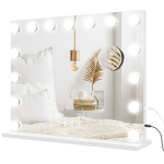 HOMCOM Oglindă de Machiaj cu LED-uri, 3 moduri de lumină, dimabilă, control tactil, USB, 58x48cm, Alb
