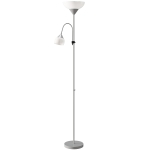 HOMCOM LED Floor Lamp for Living Room, 180cm Tall Standing Lamp, Mother and Child Uplighter with Adjustable Gooseneck, 3000K/4500K/6500K Colour Temperatures, Silver Tone