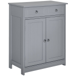 kleankin Mobilier de baie pe picioare, dulap de baie 2 uși 2 sertare 60 x 30 x 75 cm gri