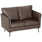 HOMCOM 2-Sitzer Sofa aus atmungsaktivem Ledereffekt-Stoff mit dicker Polsterung und Metallbeinen, 137x72x88 cm, Dunkelbraun