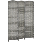 HOMCOM Paravan interior din lemn 3 panouri separator de cameră pliabil pentru sufragerie dormitor 135 x 180 cm gri