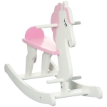HOMCOM Căluț Balansoar pentru Copii de 1-3 Ani din Lemn cu Ghidon și Pedale Suport 50 kg 68x27x46,5 cm Alb și Roz