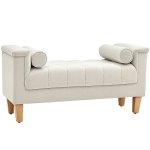 HOMCOM Bancă de tapitat, design vintage, 2 perne, chenille, 115 x 44 x 58 cm, Bej