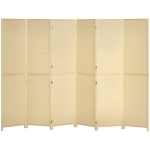 HOMCOM Paravan din lemn de bambus 6 panouri 270 x 180 cm separator de camera cloison de separare pliabil - natural