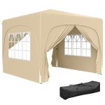 Outsunny Pavilion Barnum Cort pliant pentru recepții 3 x 3 x 2,73 m cu ferestre + Geantă de transport nisip