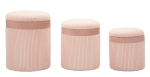 Mauro Ferretti Set De 3 Pufuri Cu Spatiu De  Depozitare, Roz, Cm Ø 40,5X49,5-35X42-31X36