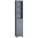 HOMCOM Dulap Înalt de Baie Îngust cu 1 Sertar și 3 Rafturi Deschise Stil Modern 34x24x170 cm Gri