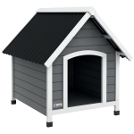 PawHut Căsuță pentru câine de exterior din lemn cu podea detașabilă, adăpost înalt din lemn pentru câini, 75 x 88 x 82 cm, gri