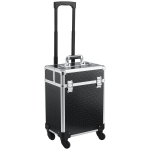 HOMCOM Valiza trolley pentru machiaj, geantă cosmetica cu mâner telescopic reglabil 34L x 24l x 52H cm aluminiu negru