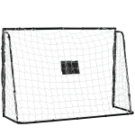 HOMCOM Golo de Futebol Estrutura de Metal Rede de Pe Estacas & Ferramenta Incluídas 186x62x123 cm Preto Branco