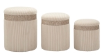 Mauro Ferretti Set 3 Pufuri Crem Cu Spațiu De Depozitare, Ø 40,5 X 49,5 Cm, 35 X 42 Cm, 31 X 38 Cm
