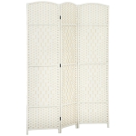 HOMCOM Paravent interior din lemn 3 panouri separator de cameră pliabil pentru living dormitor 135 x 180 cm alb