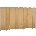 HOMCOM Separator de camere 8 părți pliabil, Divizor de spații, Divizor pentru sufragerie, Dormitor, Birou de acasă, Lemn natural