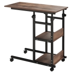 HOMCOM Masă auxiliară cu role, reglabilă pe înălțime, compactă, 2 rafturi, cadru metalic, 80x40x72-82 cm, Maro/Negru