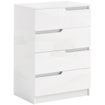 HOMCOM Comodă Modernă, Dulap, 4 Sertare, Placă de Pal, Dispozitiv Anti-Răsturnare, Amortizoare pentru Picioare, Alb