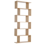 HOMCOM Bibliotecă raft zig zag Design Contemporan 80L x 23l x 192H cm 6 Niveluri Culori lemn de stejar deschis
