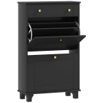 HOMCOM Scarpiera Slim con cassetti a ribalta e scaffale regolabile, 60 x 23,5 x 98,5 cm, nero