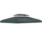 Outsunny 3x4m Gazebo Canopy Replacement Cover, 2 Tier Top Roof UV Cover Garden Patio Outdoor Sun Awning Shelters, Charcoal Grey (TOP COVER ONLY)