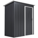 Outsunny Capanno da Giardino 1.16m² con Tetto Inclinato e Porta Scorrevole, Casetta Attrezzi Giardino in Acciaio Zincato, 163x89x182 cm, Nero