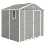 Outsunny 7.9ft x 6.2ft Aluminium Frame Rust Resistance Waterproof Shed, with Galvanised Foundation - Light Grey
