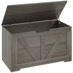 HOMCOM 100L Home Storage Box, with Safety Hinges - Charcoal Grey