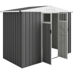 Outsunny Abri de jardin en métal 2,7 m² avec fenêtre, 4 évents et porte verrouillable, 246 x 117 x 180 cm, gris