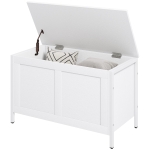 HOMCOM Coffre de Rangement pour Chambre 95 L avec Couvercle Banc de Rangement avec Charnière de Sécurité 80x40x50 cm Blanc Veiné