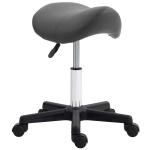 HOMCOM Sgabello a Rotelle Regolabile in Altezza, Girevole, in Ecopelle, 48 x 47 x 45-57 cm, Grigio