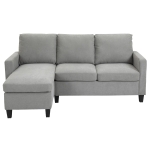 HOMCOM Ecksofa, 3-Sitzer-Sofa mit Bettkasten und Kissen, Eckcouch, L-Form Couch, Stoffbezug, Grau