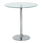 HOMCOM Ronde Eettafel met Glazen Tafelblad, Metalen Frame, Zilverkleurig