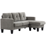 HOMCOM Canapé d'angle, Canapé d'angle avec chaise longue réversible, Canapé en forme de L, Revêtement en lin, 186 x 130 x 84 cm, Marron