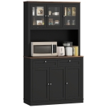 HOMCOM Credenza Cucina Alta con 4 Armadietti, 2 Cassetti e Piano Centrale, 100x40x180 cm, Nero