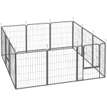 PawHut Parque para Cães de 12 Painéis 68x80 cm Parque Dobrável para Cães Médios com Portas Fecho e Estacas Preto